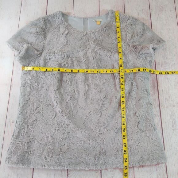 Anthropologie Leifsdottir faux fur zip back short sleeve tee sz L - Picture 9 of 11